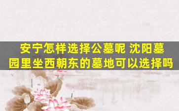 安宁怎样选择公墓呢 沈阳墓园里坐西朝东的墓地可以选择吗